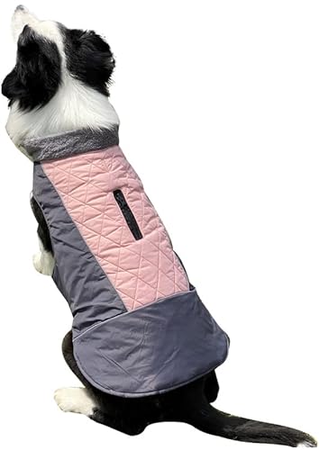 SUYGGCK Hundemantel Modestichfarbe Doppelseitige Tragbare Hundeweste Herbst Und Winter Warmes Wasserdichtes Hundekleidung-Pink,L von SUYGGCK