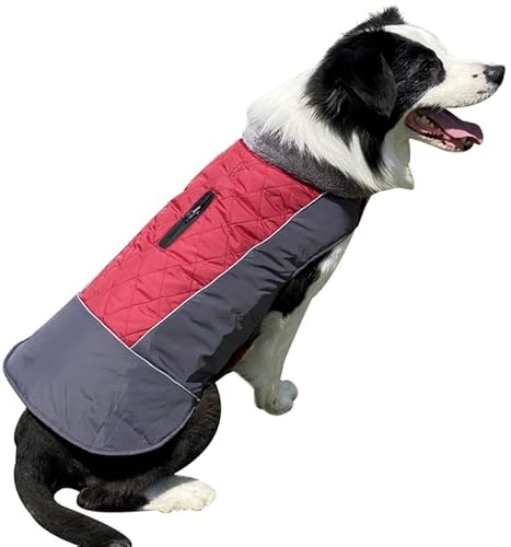 SUYGGCK Hundemantel Modestichfarbe Doppelseitige Tragbare Hundeweste Herbst Und Winter Warmes Wasserdichtes Hundekleidung-Wine Red,3XL von SUYGGCK