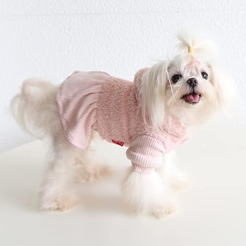 SUYGGCK Hundemantel Süßer Kapuzenheth -Rock Herbst Winter Vlies Warme Haustierkleidung Für Katzen Und Kleine Hunde-Pink,XL von SUYGGCK