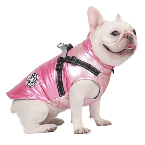 SUYGGCK Hundemantel Verdickte Regenfeste Hundekleidung Reflektiert Warme Haustierkleidung, Die Für Kleine Und Mittlere Hunde Geeignet Ist-Pink,XL von SUYGGCK