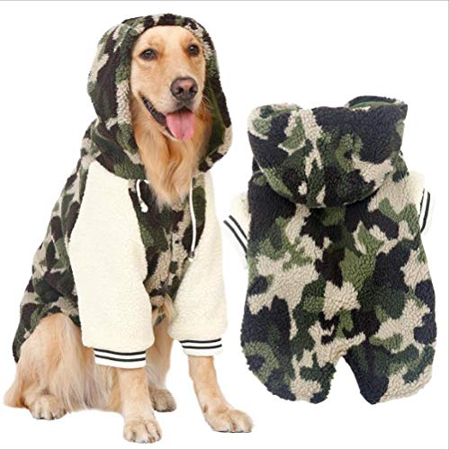 Große Hunde Kleidung Baumwolle Camo Warm Mit Kapuze Wolle Goldener Hund Lässig Herbst Winter 3XL 4XL 5XL 6XL 7XL-Grün 15Y0111G_4XL von SUYIN