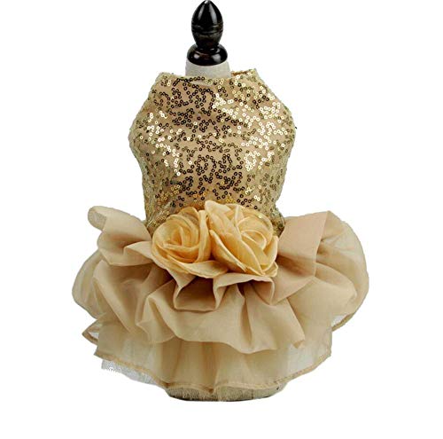 Luxus Haustier Hund Hochzeitskleid Prinzessin Katze Welpe Prinzessin Rock Kleidung Haustier Braut formelle Kleid-Gold_S. von SUYIN