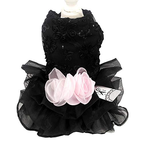 Luxus Haustier Hund Hochzeitskleid Prinzessin Katze Welpe Prinzessin Rock Kleidung Haustier Braut formelle Kleid-Schwarz_S. von SUYIN