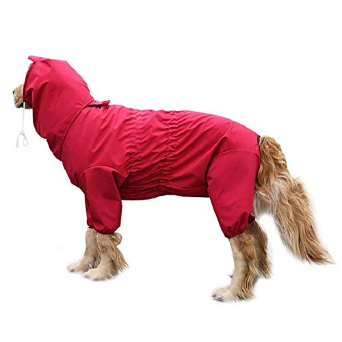 SUYIN Hund Regenmantel Kapuze Wasserdichter Overall Für Große Hunde Outdoor Haustier Poncho Welpen Overalls Rot-Scharlachrot_20 von SUYIN