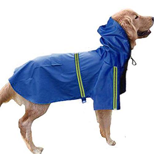 SUYIN Outdoor Großer Hund Regenmantel Wasserdichter Hund Regenmantel Reflektierende Hund Regenjacke Sicherheit Regenbekleidung Labrador Poncho Kleidung-Blau_M. von SUYIN