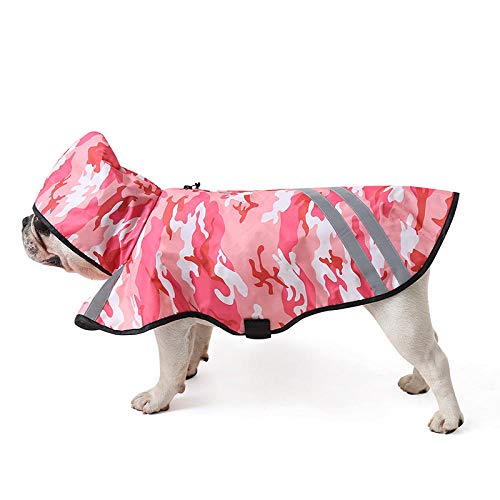 SUYIN Pet Green Camouflage Hund Regenmantel Jumpsuit Umhang Großer Hund Mittel Reflektierende Kleidung Wasserdicht und Regenfest-Camouflage Pink_L. von SUYIN