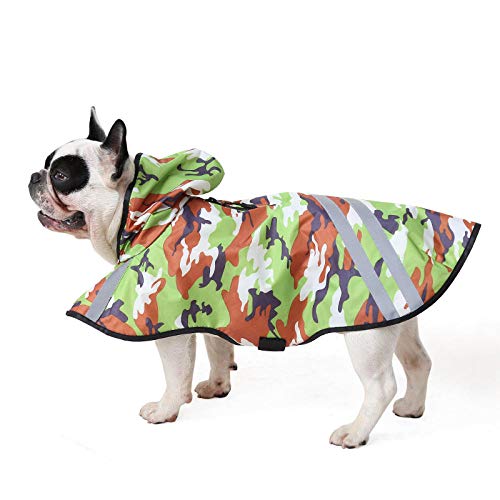 SUYIN Pet Green Camouflage Hund Regenmantel Jumpsuit Umhang Großer Hund Mittel Reflektierende Kleidung Wasserdicht und Regenfest-Tarngrün_XL von SUYIN