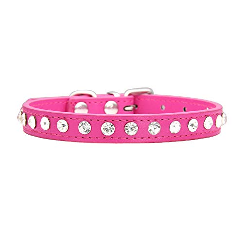 Strass Hundehalsband PU-Leder für kleine Hund Welpen Chihuahua Haustier Riemen Halskette Haustier Zubehör-Burgund_S. von SUYIN