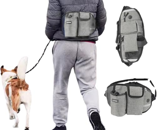 SUYUKU Hund Walking Bag Hohes Volumen Hundeleckerli Tasche wasserdichte Hund Training Tasche Verstellbare Hundespaziergang Taille Pack für Hunde (Grau) von SUYUKU