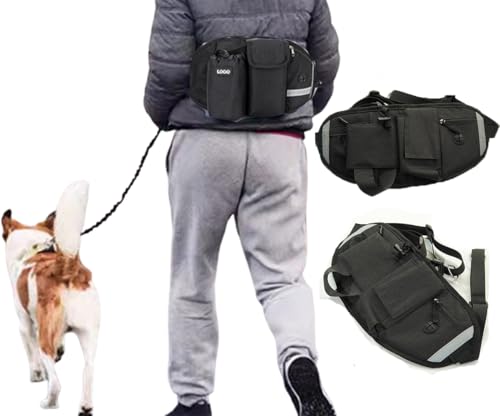 SUYUKU Hund Walking Bag Hohes Volumen Hundeleckerli Tasche wasserdichte Hund Training Tasche Verstellbare Hundespaziergang Taille Pack für Hunde (Schwarz) von SUYUKU