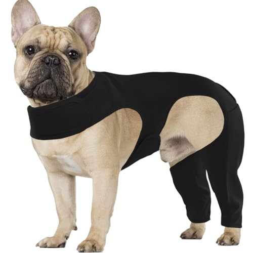 SUYUKU Hunde-Chirurgie-Genesungsanzug, Leckmanschette für Hunde, Hinterbein für alternatives elisabethanisches Halsband, Ellenbogenschutz, weich, bequem, Hundebein-Wundschutz-Bandage (Schwarz, L) von SUYUKU