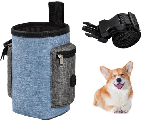 SUYUKU Hundeleckerli Tasche wasserdichte Hund Training Tasche Verstellbare Taille Gürtel Leckerlitasche für Hunde Eingebaute Poop Bag Hundezubehör für Welpen Hund Walking Bag (Blau) von SUYUKU