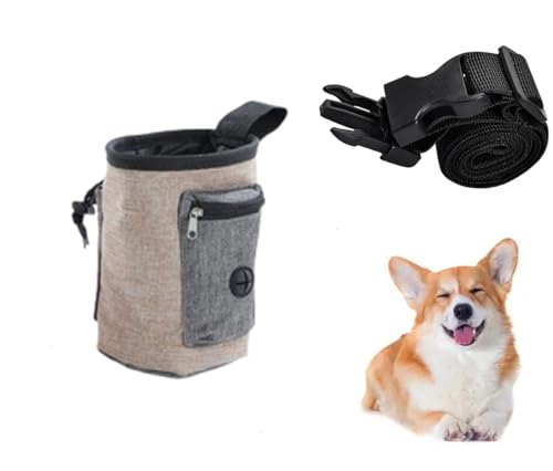 SUYUKU Hundeleckerli Tasche wasserdichte Hund Training Tasche Verstellbare Taille Gürtel Leckerlitasche für Hunde Eingebaute Poop Bag Hundezubehör für Welpen Hund Walking Bag (Braun) von SUYUKU