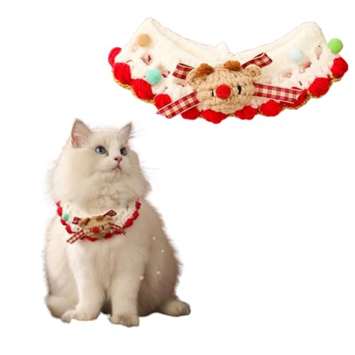 SUYUKU Katzenhalsband mit Glöckchen und Schleife für Kätzchen, Weihnachtsmann, Welpen, Haustierzubehör, Zubehör, Größe L, Elch von SUYUKU