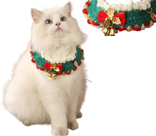 SUYUKU Katzenhalsband mit Glöckchen und Schleife für Kätzchen, Weihnachtsmann, Welpen, Haustierzubehör, Zubehör (L, Glocke) von SUYUKU