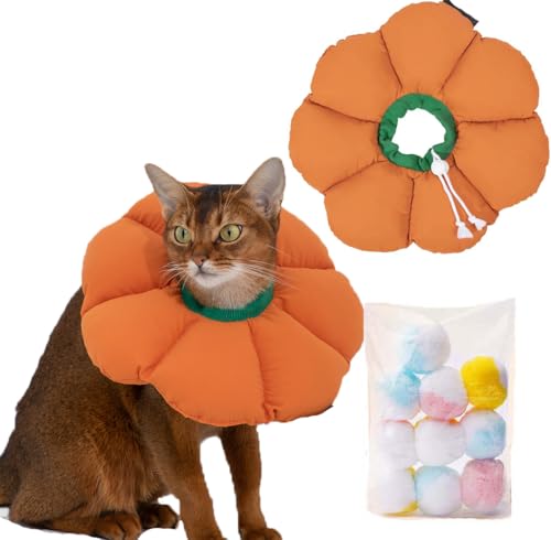 SUYUKU Katzenkegel, verstellbares Genesungshalsband, weicher Nackenschutz, elisabethanisches Halsband für Katzen, niedliches Blumenkätzchen, Kegelhalsband, um Lecken, Beißen zu verhindern, Wunden zu von SUYUKU