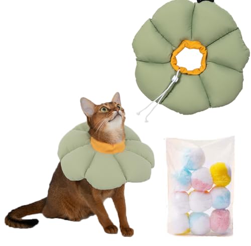 SUYUKU Katzenkegel, verstellbares Genesungshalsband, weicher Nackenschutz, elisabethanisches Halsband für Katzen, niedliches Blumenkätzchen, Kegelhalsband, um Lecken, Beißen zu verhindern, Wunden zu von SUYUKU