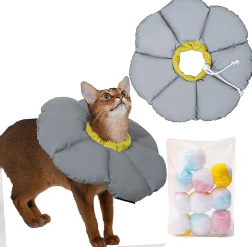 SUYUKU Katzenkegel, verstellbares Genesungshalsband, weicher Nackenschutz, elisabethanisches Halsband für Katzen, niedliches Blumenkätzchen, Kegelhalsband, um Lecken, Beißen zu verhindern, Wunden zu von SUYUKU