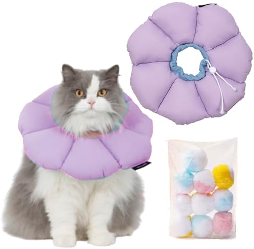 SUYUKU Katzenkegel, verstellbares Genesungshalsband, weicher Nackenschutz, elisabethanisches Halsband für Katzen, niedliches Blumenkätzchen, Kegelhalsband, um Lecken, Beißen zu verhindern, Wunden zu von SUYUKU