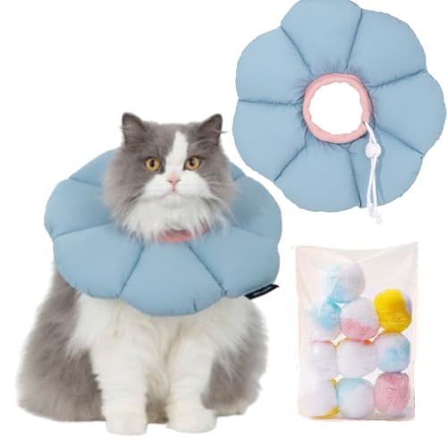 SUYUKU Katzenkegel, verstellbares Genesungshalsband, weicher Nackenschutz, elisabethanisches Halsband für Katzen, niedliches Blumenkätzchen, Kegelhalsband, um Lecken, Beißen zu verhindern, Wunden zu von SUYUKU