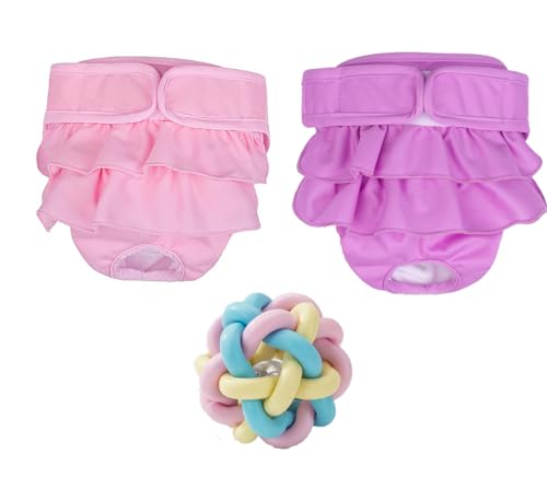 Waschbare Windeln für Hündinnen, auslaufsichere Höschen, Hundetraining, aufregendes Wasserlassen, wiederverwendbar, Rosa, 2 Stück (Rosa + Lila, XL, 1 Stück) von SUYUKU