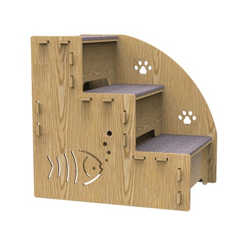SVCEQZE Haustierleiter für Sofa, Haustierrampe für Couch | 3-Stufen-Haustiertreppe aus Holz für das Bett,Ausgewogene Hunde-Innenrampe, rutschfeste Haustierrampen-Treppe für kleine Hunde, Katzen und von SVCEQZE