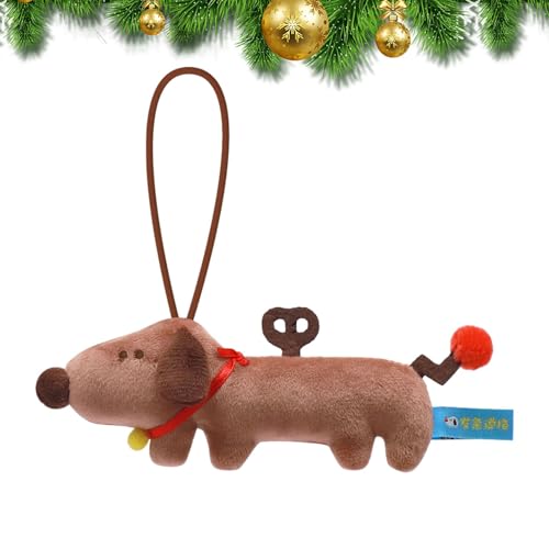 SVCEQZE Hunde-Schlüsselanhänger aus Plüsch, Weihnachtsbaum-Dekoration – niedlicher Plüsch-Schlüsselanhänger, buntes Hundespielzeug, Weihnachts-Welpen-Ornamente, gefülltes Hundespielzeug, von SVCEQZE