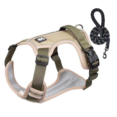 SVCEQZE Hunde Spaziergang Geschirr Atmungsaktiv Reflektierend Hundegeschirr Verstellbar Hunde Geschirr Hund Brustgeschirr Dog Harness Halsband Set mit Seil für Outdoor Aktivitäten von SVCEQZE