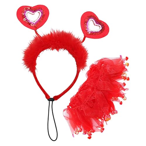 SVCEQZE Hunde-Valentinstag-Outfit, Hunde-Herz-Stirnband | Entzückendes Ribbons Hundehalsband-Kostümset mit rotem Herz-Stirnband - Hundebekleidungs-Outfits für mittelgroße bis große Hunderassen von SVCEQZE