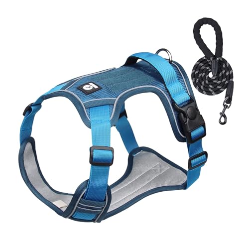 SVCEQZE Hundegeschirr für Große Hunde - Bequemes Reflektierendes Hundegeschirr Verstellbar Hunde Geschirr | Hunde Brustgeschirr Dog Harness Halsband Set mit Seil für Outdoor-Aktivitäten von SVCEQZE