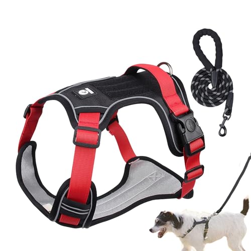 SVCEQZE Hundegeschirr für Große Hunde - Weich No Pull Haustier Geschirr Verstellbar Hunde Geschirr - Hund Brustgeschirr Dog Harness Halsband Set mit Seil für Outdoor-Aktivitäten von SVCEQZE