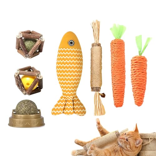 SVCEQZE Katze Kauspielzeug, Kauspielzeug für Katzen - Interaktives Kätzchen -Zahnen -Werkzeugsatz - Interaktive Mundpflege für Haustier -Kau -Zahnreinigungsspielzeug für Innenkatzen SVCEQZE Katze Kauspielzeug, Kauspielzeug für Katzen - Interaktives Kätzchen -Zahnen -Werkzeugsatz - Interaktive Mundpflege für Haustier -Kau -Zahnreinigungsspielzeug für Innenkatzen von SVCEQZE
