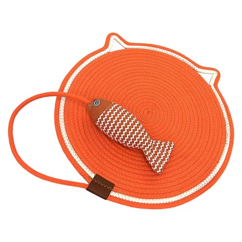 SVCEQZE Kratzpads Teppich, natürliches Baumwollseil Katzenkratzpad, Katzenkratzmatte, runde horizontale Boden-Katzenkratzpads, Möbelschutz, Katzenkratzspielzeug, 50 cm von SVCEQZE