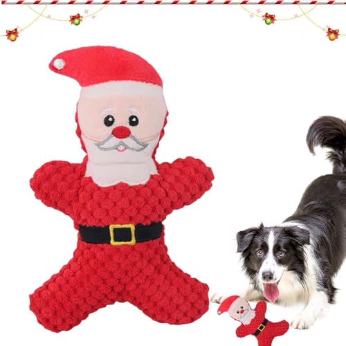 SVCEQZE Weihnachts-Plüsch-Hundespielzeug, quietschendes Hundespielzeug, interaktives Weihnachts-Thema, robustes Kauspielzeug, weiches Kauspielzeug, interaktives Weihnachtsspielzeug für Hunde, 17 x 11 von SVCEQZE