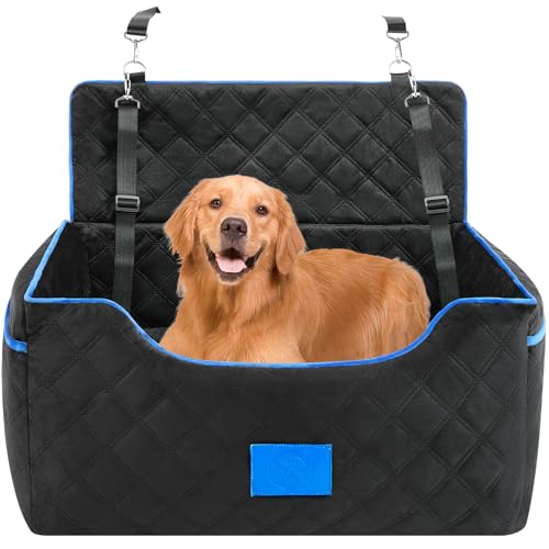 SVOPES Hundeautositz für große Hunde - Memory Foam Dog Booster Sitz für Hunde unter 25 kg oder 2 kleine Hunde - Erhöhtes Hundeautobett für Rücksitz - Haustier Autositz waschbar mit Aufbewahrungstasche von SVOPES