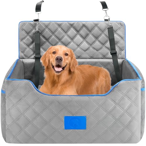 SVOPES Hundeautositz für große Hunde - Memory Foam Dog Booster Sitz für Hunde unter 25 kg oder 2 kleine Hunde - Erhöhtes Hundeautobett für Rücksitz - Haustier Autositz waschbar mit Aufbewahrungstasche von SVOPES