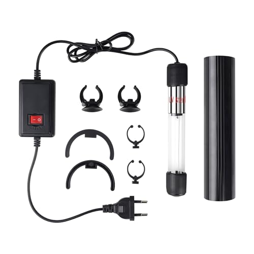 SWAWIS 7W UV Klärer Aquarium, 220V UV Licht Sterilisator für Aquarium mit Saugnapf und Abdeckkappe, Zuhause UV Sterilisator Lampe für Unterwasser-Sterilisation Algenentfernung Desodorierung von SWAWIS