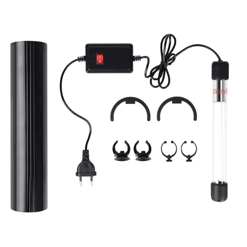 SWAWIS 9W UV Klärer Aquarium, 220V UV Licht Sterilisator für Aquarium mit Saugnapf und Abdeckkappe, Zuhause UV Sterilisator Lampe für Unterwasser-Sterilisation Algenentfernung Desodorierung von SWAWIS