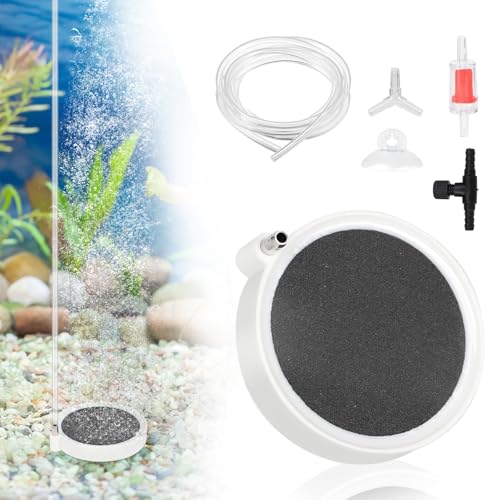 SWAWIS Sprudelstein für Aquarium Luftstein Aquarium Luftausströmer Sauerstoff Aquarium Sprudelstein mit Luftschlauch Aquarium Luftstein für gelösten Sauerstoff Super Tiny Bubbles (50mm, Schwarz) von SWAWIS