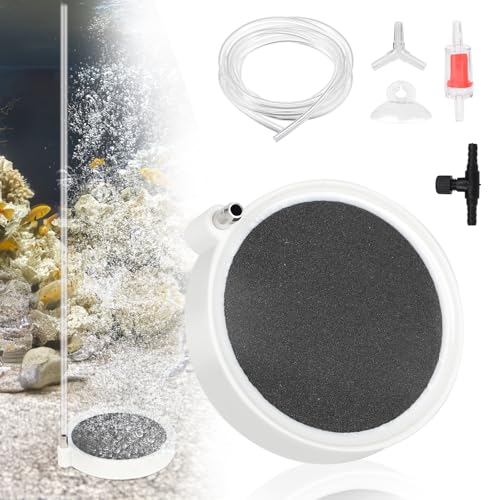 SWAWIS Sprudelstein für Aquarium Luftstein Aquarium Luftausströmer Sauerstoff Aquarium Sprudelstein mit Luftschlauch Aquarium Luftstein für gelösten Sauerstoff Super Tiny Bubbles (80mm, Schwarz) von SWAWIS