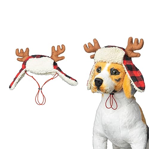 Weihnachtsmütze Hirschgeweih Kappe Cosplay Kostüme für Kleine Mittlere Große Hunde Katzen (Rot, Medium) von SWEET MAX