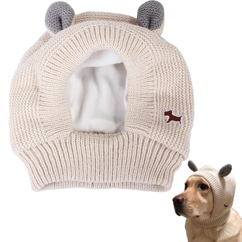 SWEETBIUTI Hund Snood, 15 x 9,5 Zoll Hundehörmuffs Hund Pflege Snood Stricker Polyester Hundeohrabdeckung mit Ohren, warm und Lärmschutzhund für Winterohrschutz von SWEETBIUTI