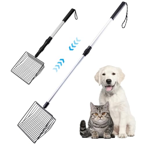 SWEETBIUTI Chicken Poop Schaufel Stretchierbares Hühnerschirme 35 Zoll Fine Mesh Poop Scoops für Hunde Katze Metallstreu Schaufel 2 Abschnitte Eisendraht Abnehmbarer Aufhangspeicher von SWEETBIUTI