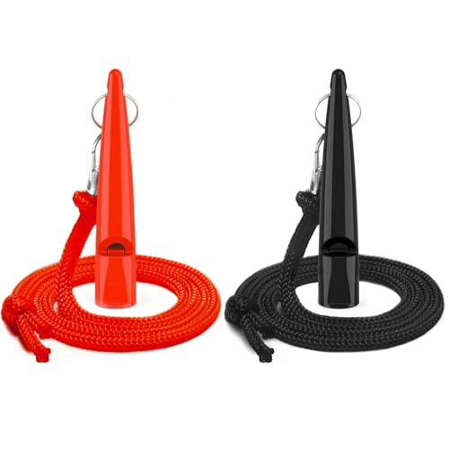 SWEETBIUTI Hundepfeife, 2pcs Red & Black Dog Training Whistle with Lanyard, Compact & Tragable 3 Zoll Bauch von SWEETBIUTI