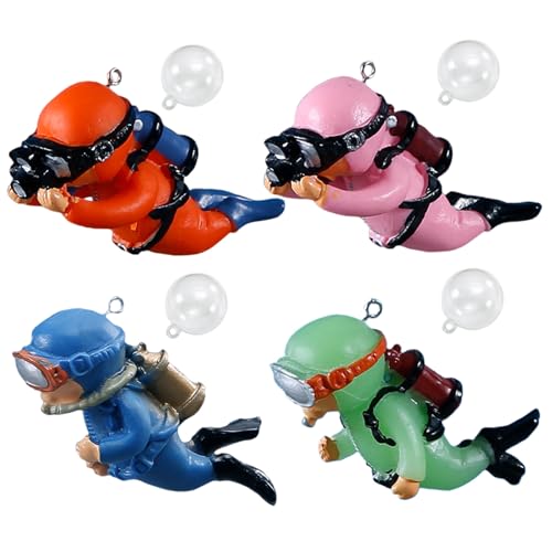 SWEETBIUTI Schwimmende Fischtankdekorationen 4pcs Taucher -Aquariumdekor mit schwimmendes Gerät 2x2x2.7 Taucher -Figuren Süßes Fischtank -Accessoires für die meisten Aquariumlandschaften von SWEETBIUTI