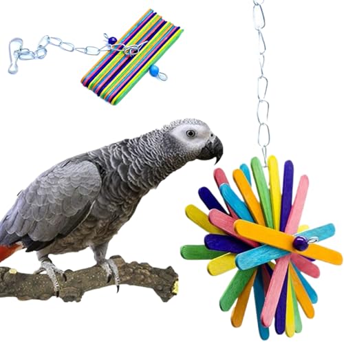 SWEETBIUTI Vogelspielzeug, hölzerne Papageienspielzeug, Wellensittich Barsch Bunte Kaustangen Cockatiel Toys Papageien Barch Hängende Shot -Spielzeug Vogelstangen für Käfigzubehör von SWEETBIUTI