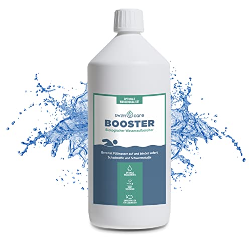 swimcare® Booster - 1 Liter - Biologischer Wasseraufbereiter für den Schwimmteich und Naturpool - Optimale Wasserqualität - Abbau von Chlor und Schwermetallen - Bindet Metallionen von SWIMCARE