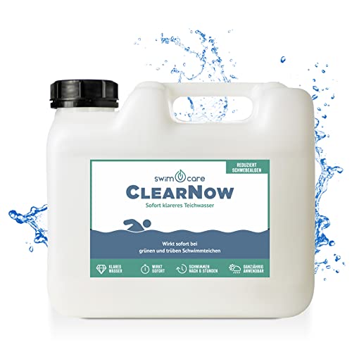 swimcare® ClearNow - 5 Liter - Sofort klareres Teichwasser - Für klareres Wasser ohne Schwebealgen im Schwimmteich - Sofortige Wirkung, schnelles Aufklaren, reduziert Schadstoffe von SWIMCARE