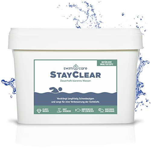 swimcare® StayClear - 10 kg - Natürlicher Wasserklärer gegen Schwebealgen im Schwimmteich - Ohne Chemie - Dauerhaft klareres Wasser - Verdrängt Schwebstoffe und Schwebealgen von SWIMCARE