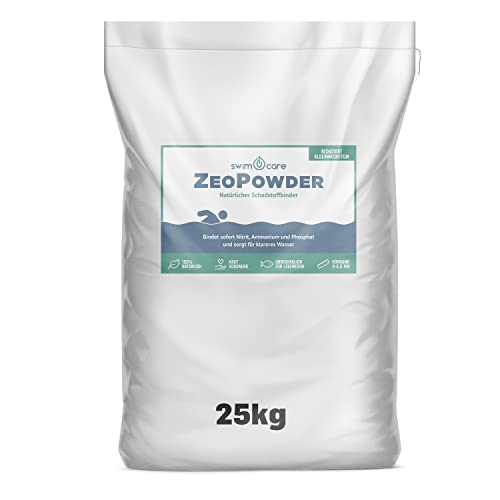 swimcare® ZeoPowder - 25 kg - Stickstoffentferner für Schwimmteich und Naturpool - 100% Natürlicher Schadstoffbinder - Schonende Pflege und klares Wasser - Verbesserung der Wasserqualität von SWIMCARE